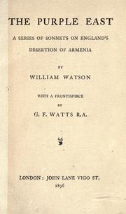 Front cover of The purple East by Watson, William (Sir)