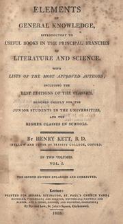 Front cover of Elements of general knowledge by Henry Kett