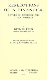 Front cover of Reflections of a financier by Kahn, Otto Hermann