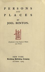 Cover of Persons and places by Joel Benton
