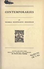 Front cover of Contemporaries by Thomas Wentworth Higginson
