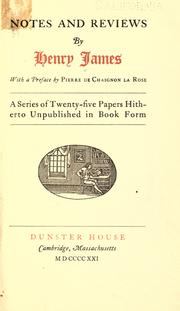 Cover of Notes and reviews by Henry James