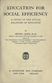 Cover of Education for social efficiency by King, Irving