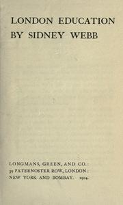 Cover of London education by Sidney Webb