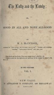 Front cover of The lofty and the lowly by Maria J. McIntosh