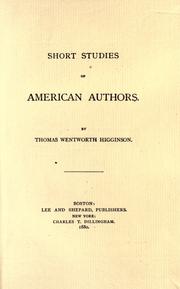 Front cover of Short studies of American authors by Thomas Wentworth Higginson
