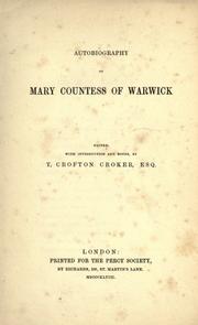 Front cover of Autobiography of Mary countess of Warwick by Warwick, Mary Rich Countess of