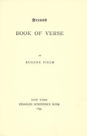 Cover of Second book of verse by Eugene Field