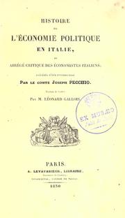 Cover of Storia della economia pubblica in Italia by Giuseppe Pecchio