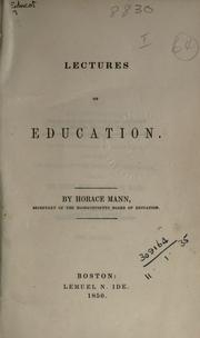 Cover of Lectures on education by Mann, Horace