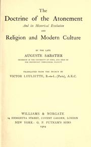 Cover of The doctrine of the atonement by Auguste Sabatier