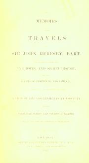 Front cover of Memoirs & travels of Sir John Reresby, Bart by Reresby, John Sir