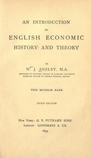 Cover of An introduction to English economic history and theory by William James Ashley