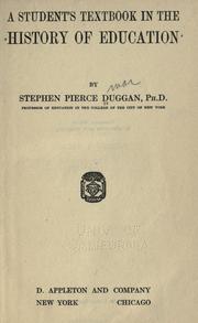 Front cover of A student's textbook in the history of education by Stephen Duggan