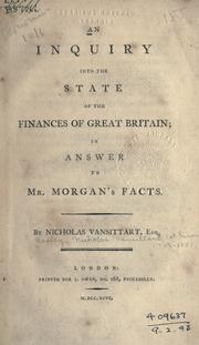 Cover of An inquiry into the state of the finances of Great Britain by Nicholas Vansittart