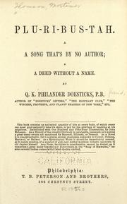 Cover of Plu-ri-bus-tah by Q. K. Philander Doesticks
