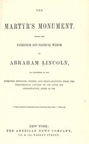 Front cover of The martyr's monument by Abraham Lincoln