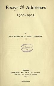 Front cover of Essays and addresses, 1900-1903 .. by Sir John Lubbock