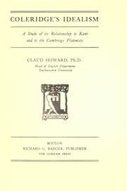Cover of Coleridge's idealism by Claud Howard