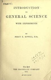 Cover of Introduction to general science by Percy Elliot Rowell