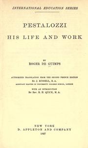 Front cover of Histoire de Pestalozzi, de sa pensée et de son œuvre by Guimps, Roger de baron