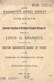 Cover of The Washington Street subway by Louis Dembitz Brandeis