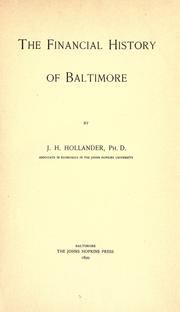 Front cover of The financial history of Baltimore by Jacob Harry Hollander