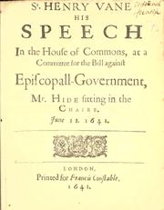 Cover of Speech in the House of Commons by Henry Vane the Younger