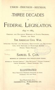 Front cover of Union--disunion--reunion by Cox, Samuel Sullivan