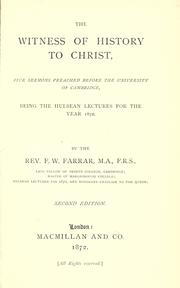 Front cover of The witness of history to Christ by Frederic William Farrar
