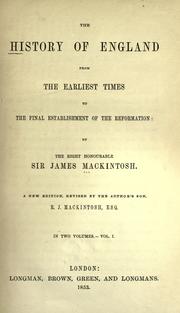 Cover of The history of England by Mackintosh, James Sir