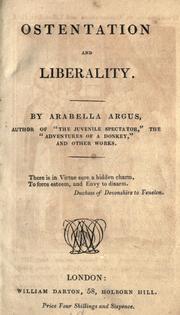 Cover of Ostentation and liberality by Arabella Argus