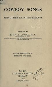 Front cover of Cowboy Songs and Other Frontier Ballads by John Avery Lomax