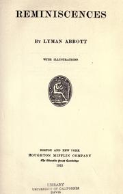 Cover of Reminiscences by Lyman Abbott