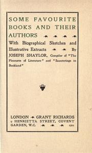 Front cover of Some favourite books and their authors by Shaylor, Joseph