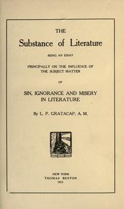 Front cover of The substance of literature by Louis Pope Gratacap