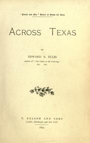 Cover of Across Texas by Edward Sylvester Ellis
