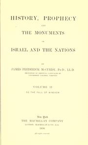 Front cover of History, prophecy and the monuments by James Fredrick McCurdy