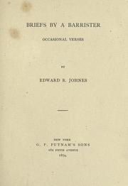 Cover of Briefs by a barrister by Edward R. Johnes