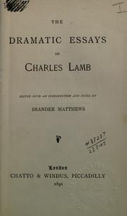 Cover of Dramatic essays by Charles Lamb