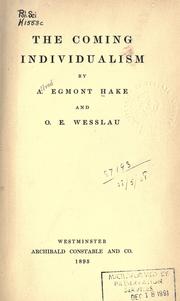 Front cover of The coming individualism by A. Egmont Hake