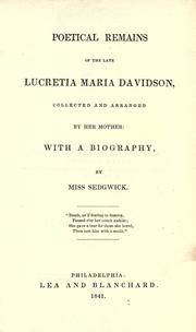 Cover of Poetical remains of the late Lucretia Maria Davidson by Lucretia Maria Davidson