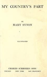 Front cover of My country's part by Mary Synon
