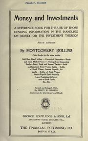 Front cover of Money and investments by Montgomery Rollins