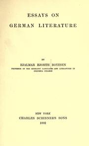 Cover of Essays on German literature by Hjalmar Hjorth Boyesen