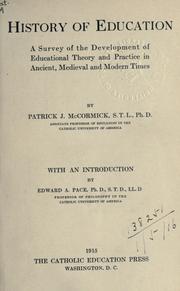 Front cover of History of education by Patrick J. McCormick