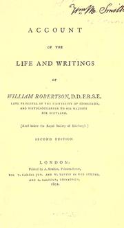 Front cover of Account of the life and writings of William Robertson...read before the Royal Society of Edinburgh by Dugald Stewart