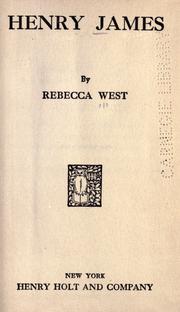 Cover of Henry James by Rebecca West