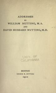 Cover of Addresses by William Nutting by William Nutting
