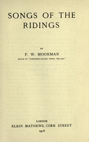 Front cover of Songs of the Ridings by Frederic William Moorman